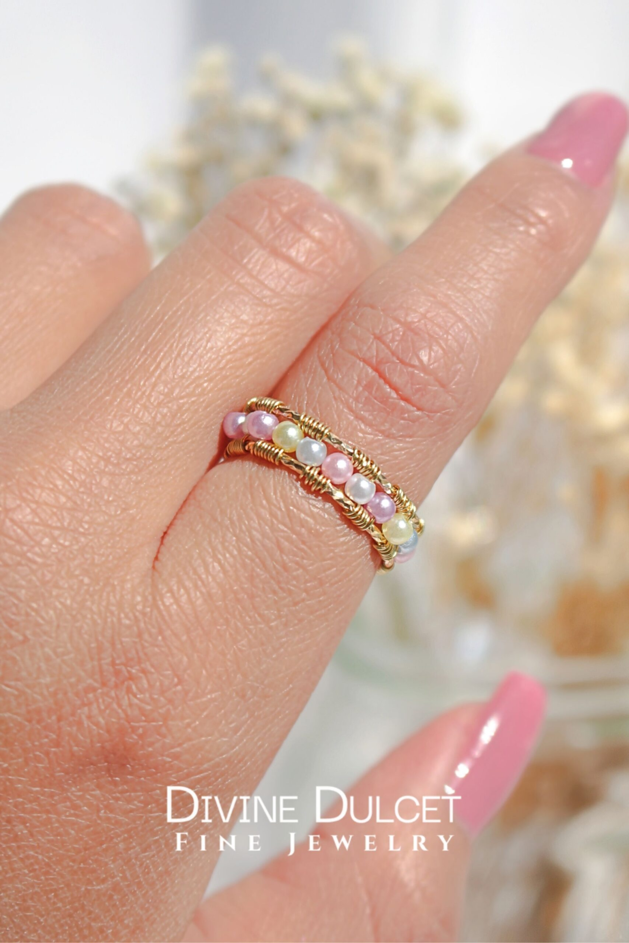 "Pastel Vibes" | 18K Pastel Rainbow Hand Wired Band Ring