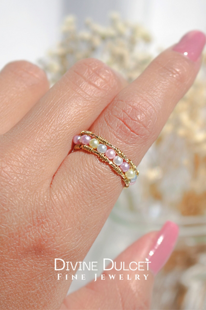 "Pastel Vibes" | 18K Pastel Rainbow Hand Wired Band Ring