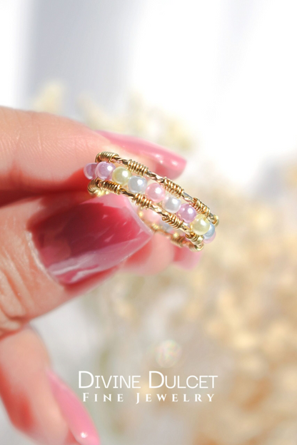 "Pastel Vibes" | 18K Pastel Rainbow Hand Wired Band Ring