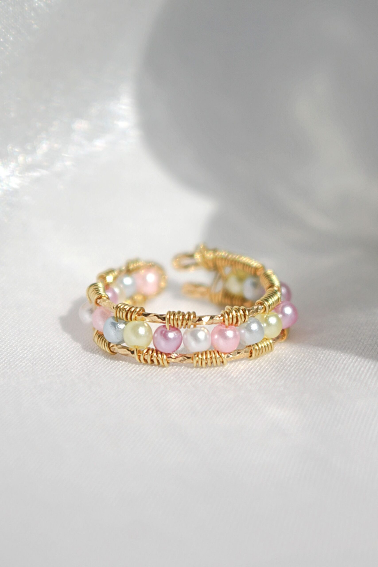 "Pastel Vibes" | 18K Pastel Rainbow Hand Wired Band Ring