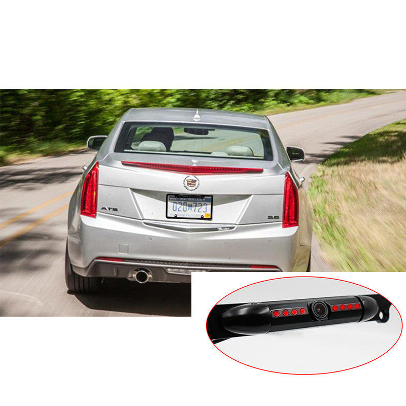 a rear view of a car on a road