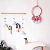 Wooden Stick Rainbow Felt Wall Hanging
