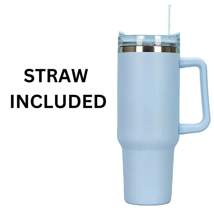 a white mug with a straw and a straw in it