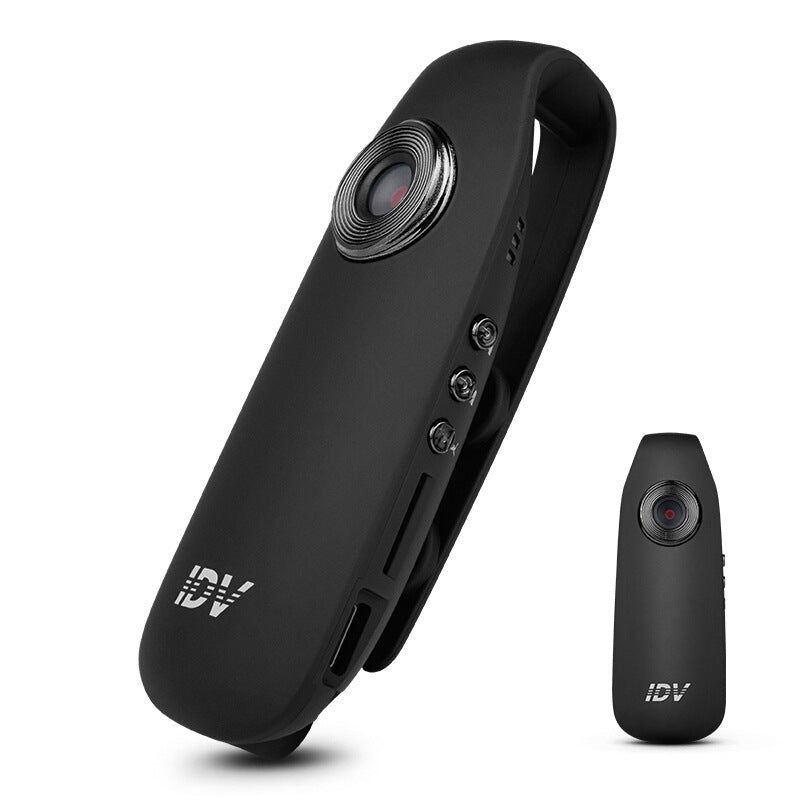 a black camera with a round lens