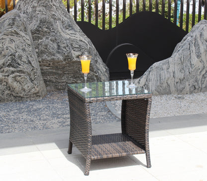 Outdoor Patio Furniture 1 Coffee Table With Clear Tempered Glass