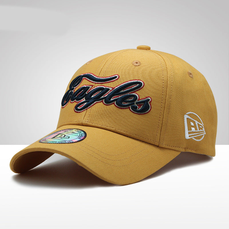 a yellow hat with a logo on it