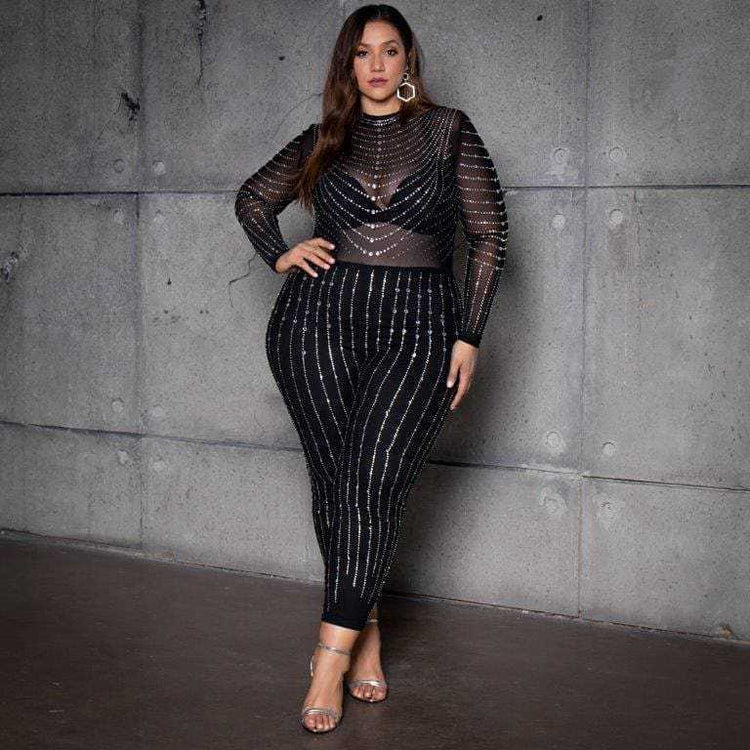 a woman in a black outfit