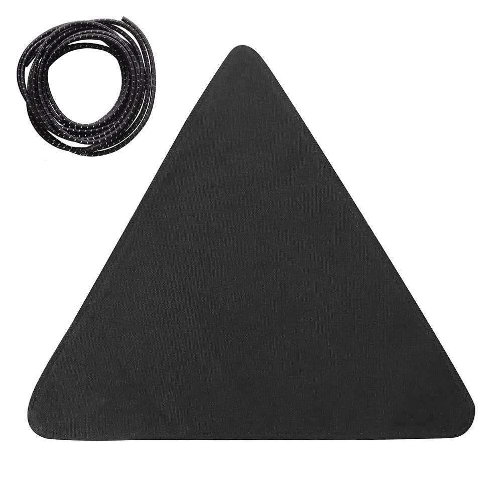 a black triangle with a black rope
