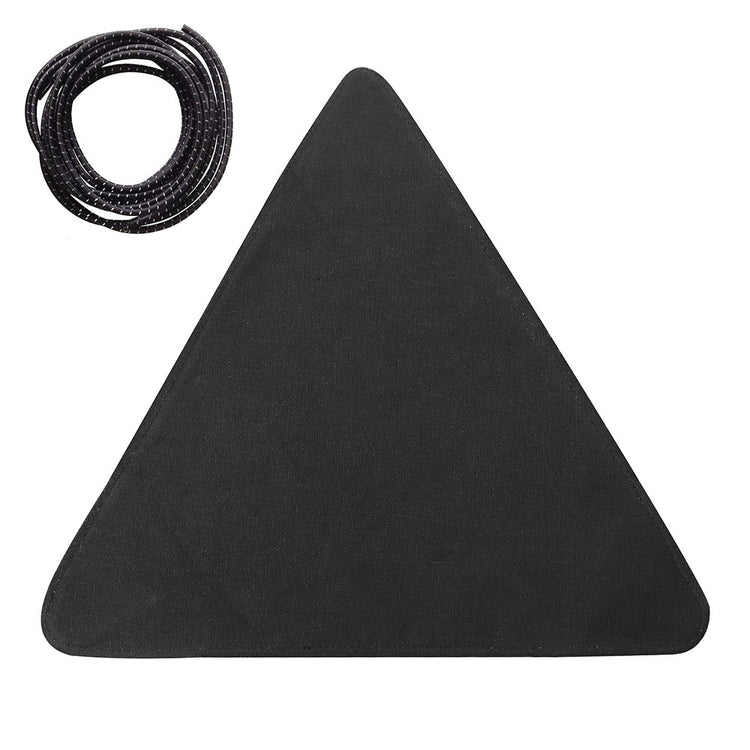 a black triangle with a black rope