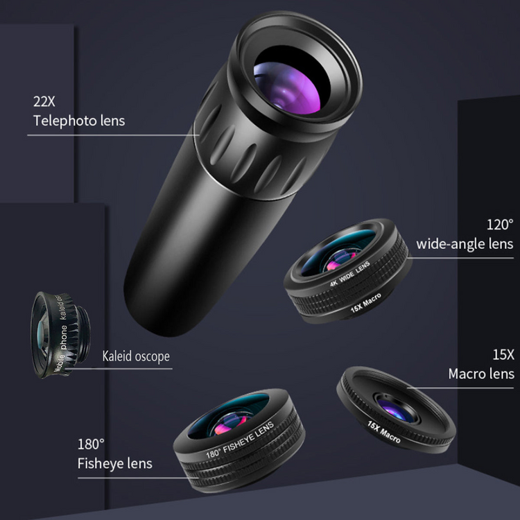 a black telescope with different lenses