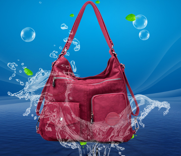 a red purse in water