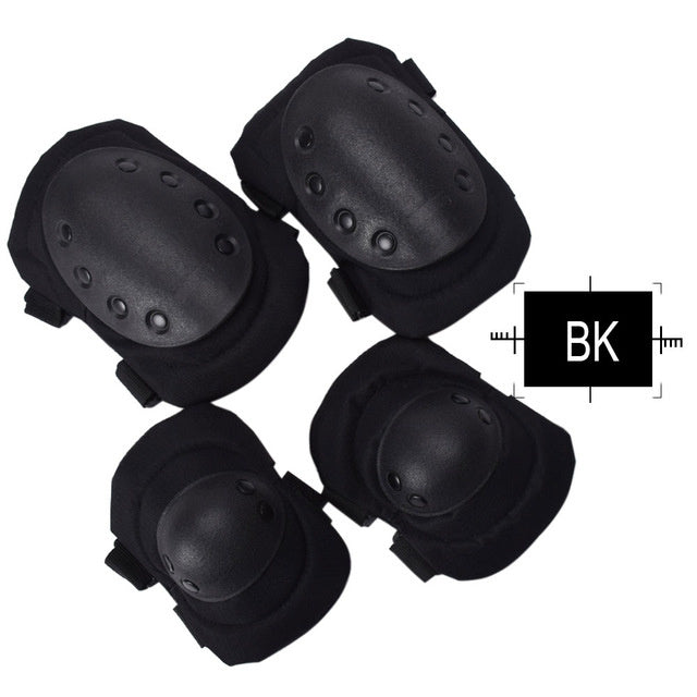a group of black knee pads