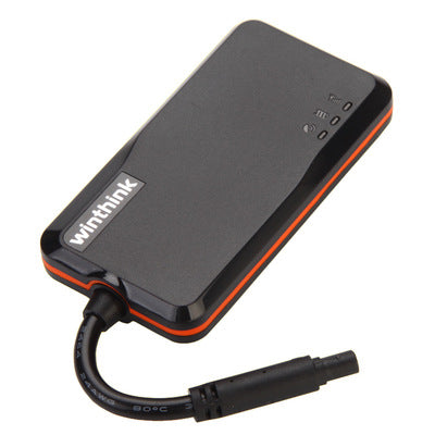 a black and orange device with a wire