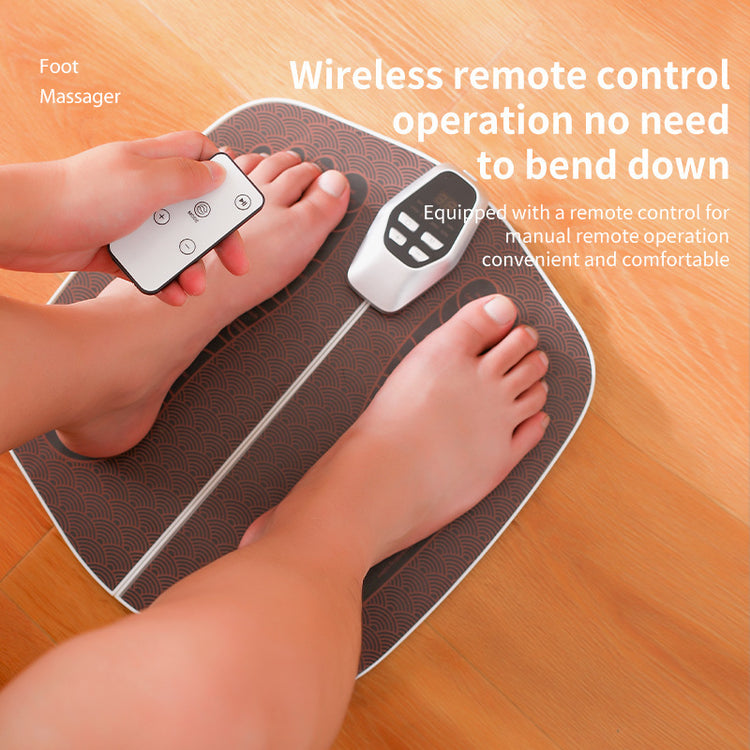a person's feet on a mat