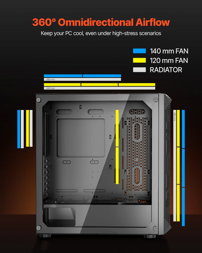 PC Case Full-Tower Gaming Computer Case With 3 PWM Fans For E-ATX Motherboard