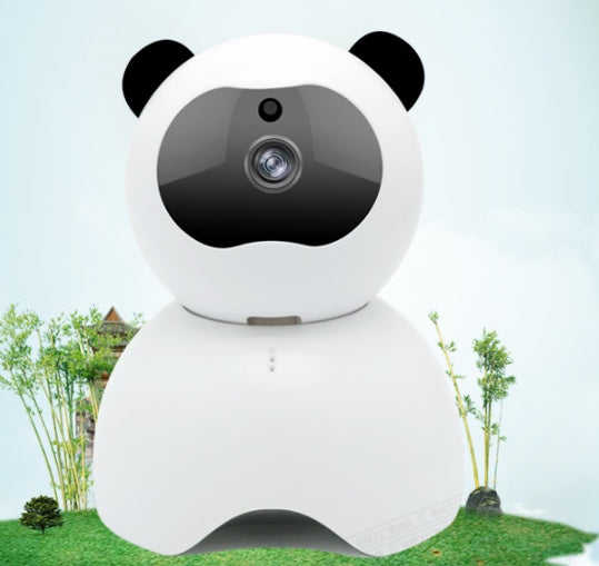 a white robot with a black round lens