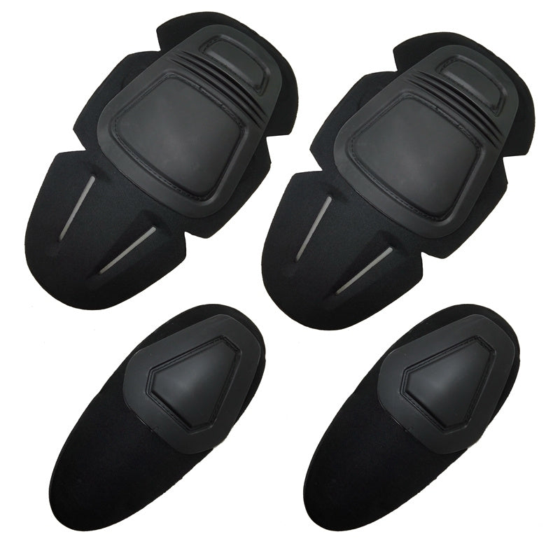 a group of black knee pads