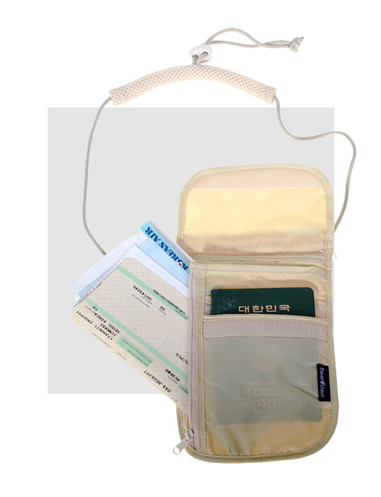 a passport and tickets in a pouch