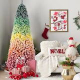 Rainbow Flocked Artificial Christmas Tree