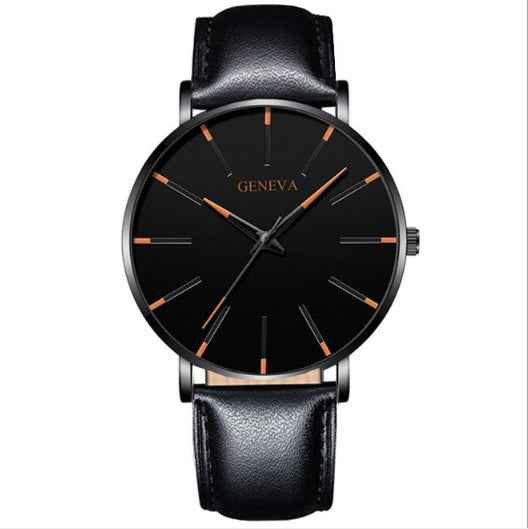 a black watch with black leather straps