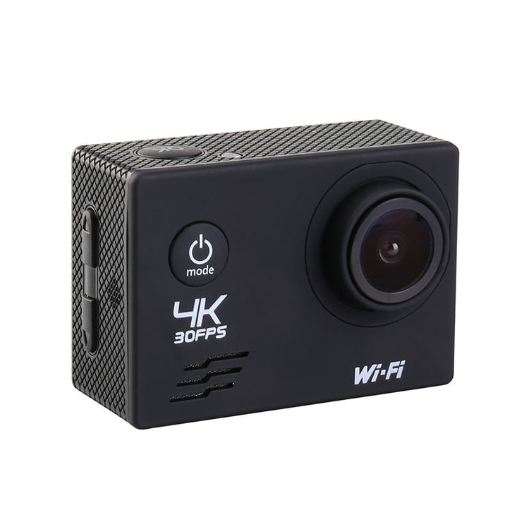 a black camera with a round lens