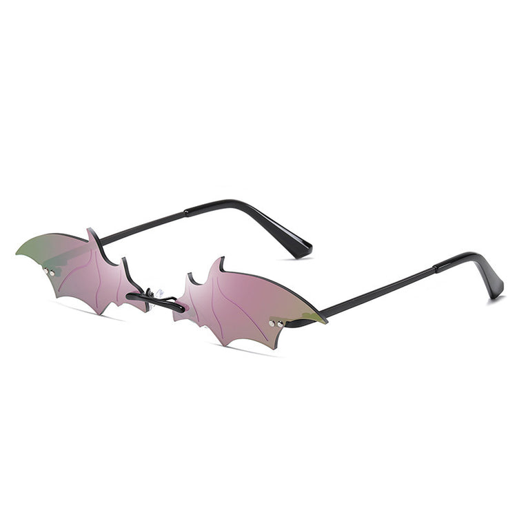 a pair of sunglasses with bats shaped glasses