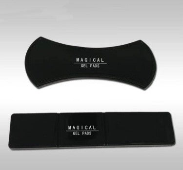 a black gel pads with white text