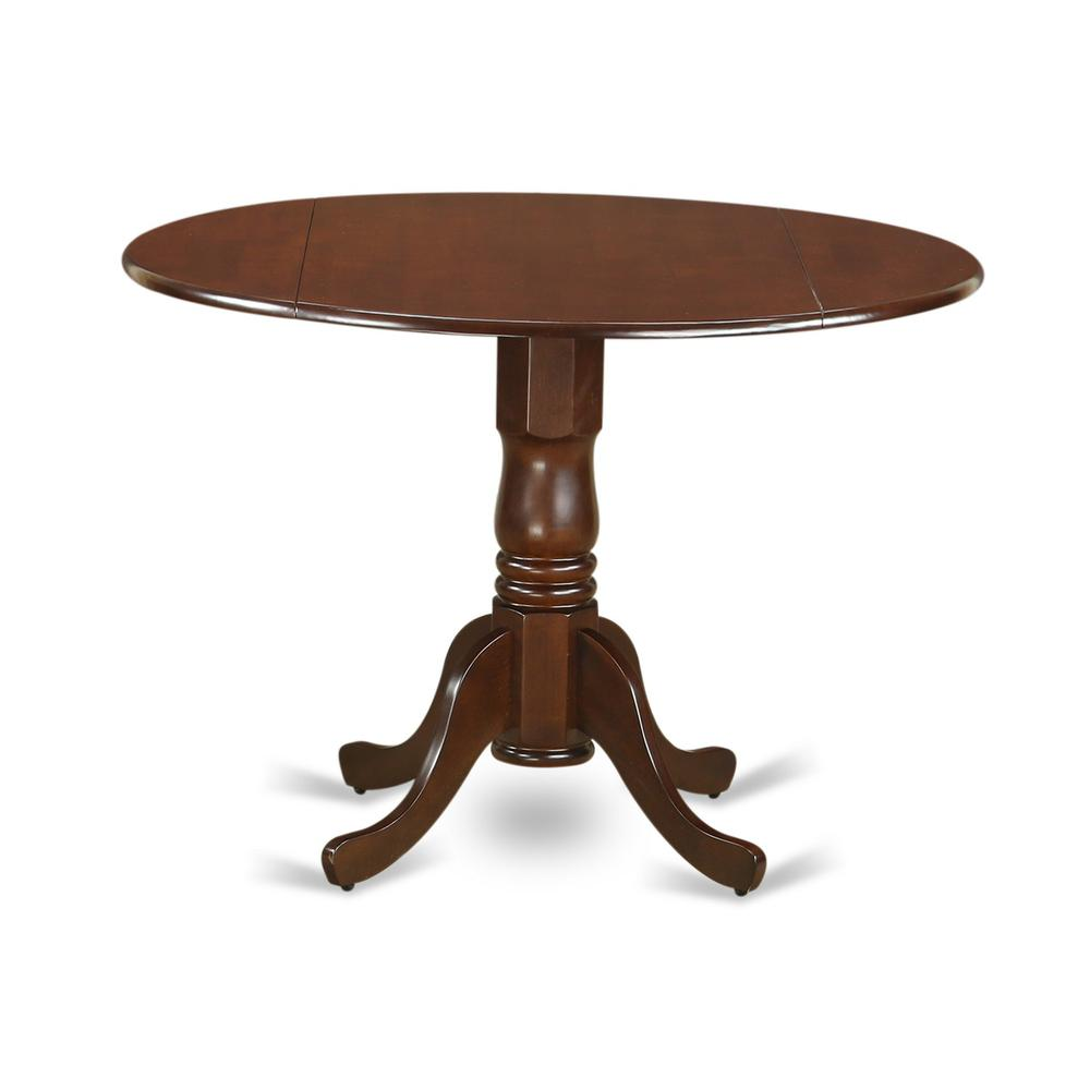 a round wooden table with a white background