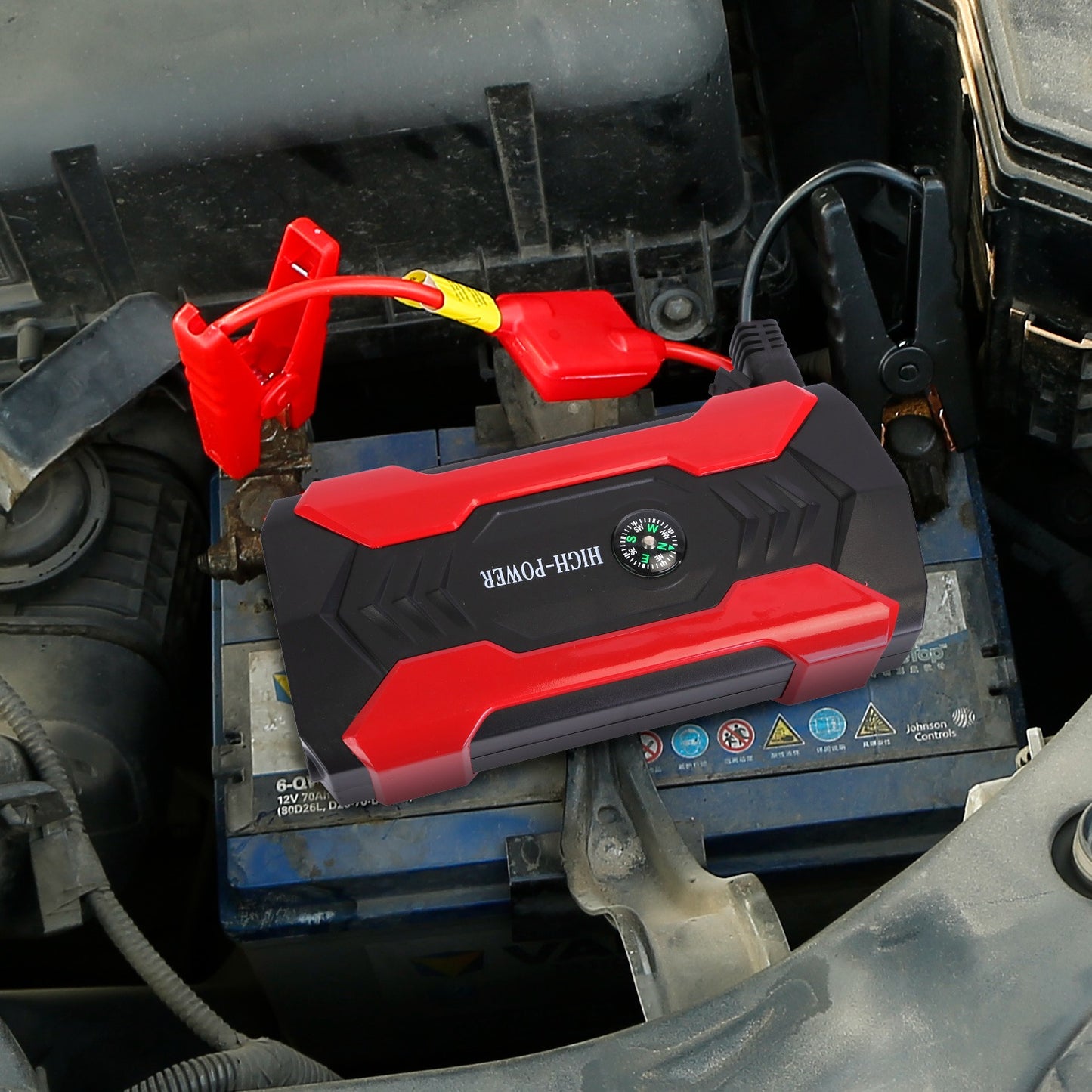 Car Jump Starter Booster 800A Peak 28000mAh 12V Battery Charger Up To 6.0L Gas Or 3.0L Diesel Engine With LCD Screen 4 Modes LED Flashlight
