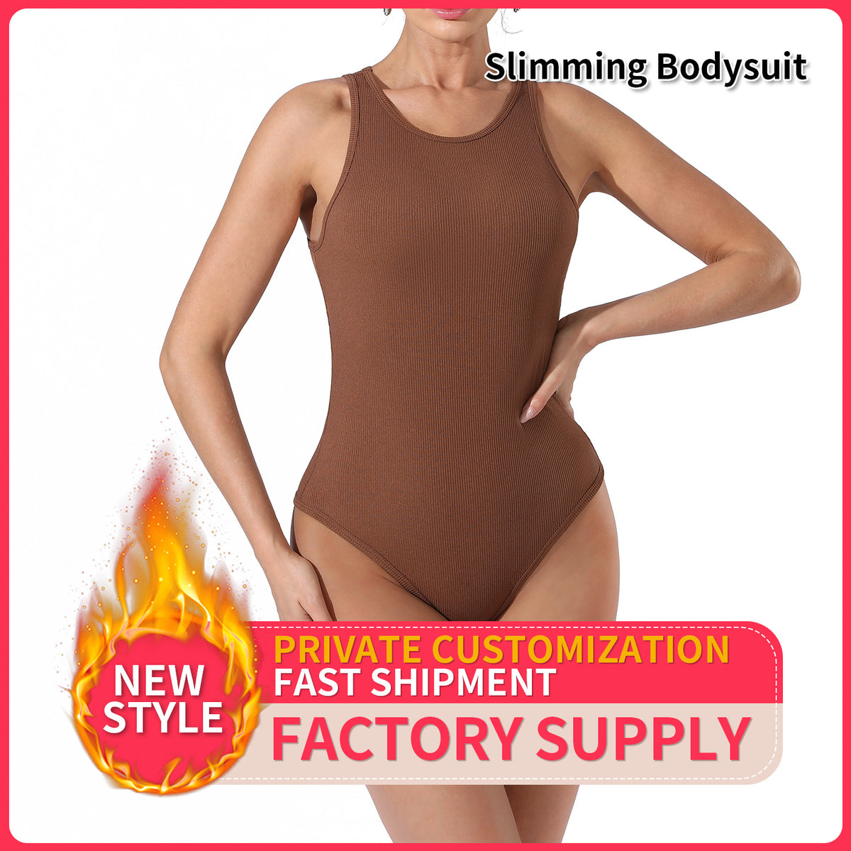 a woman wearing a brown one piece swimsuit