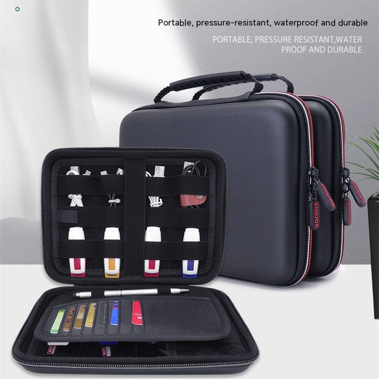 a black case with a zippered inside