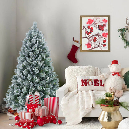 4FT Snow Flocked Christmas Tree Premium Artificial Christmas Tree With 404 Mixed PE Leaves & Tips, Small Realistic Full Pine Unlit Faux Xmas Tree With Snow For Home Office Holiday Decor