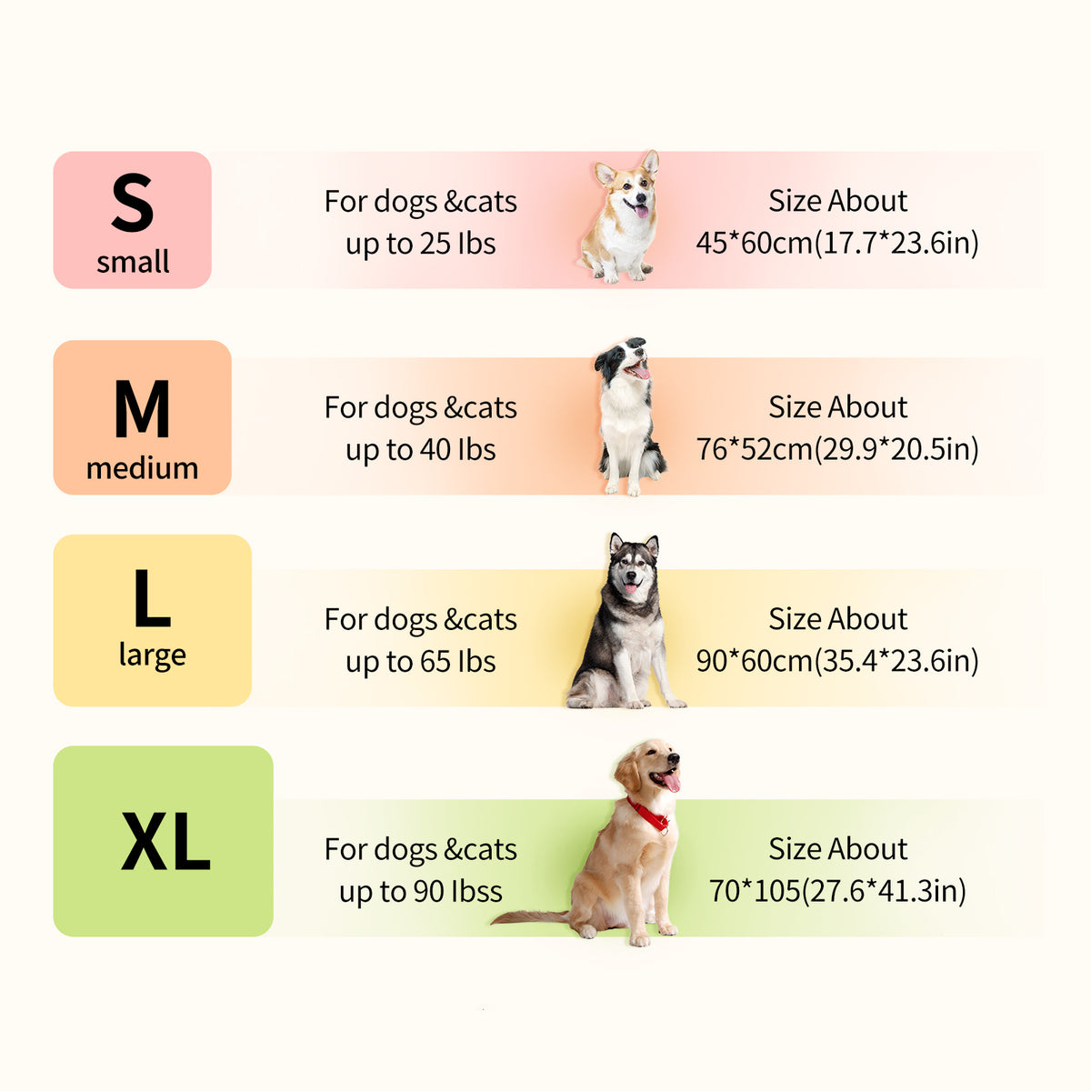 a chart of dogs size and measurements