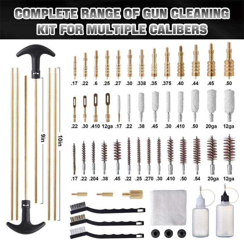 a collection of gun cleaning tools