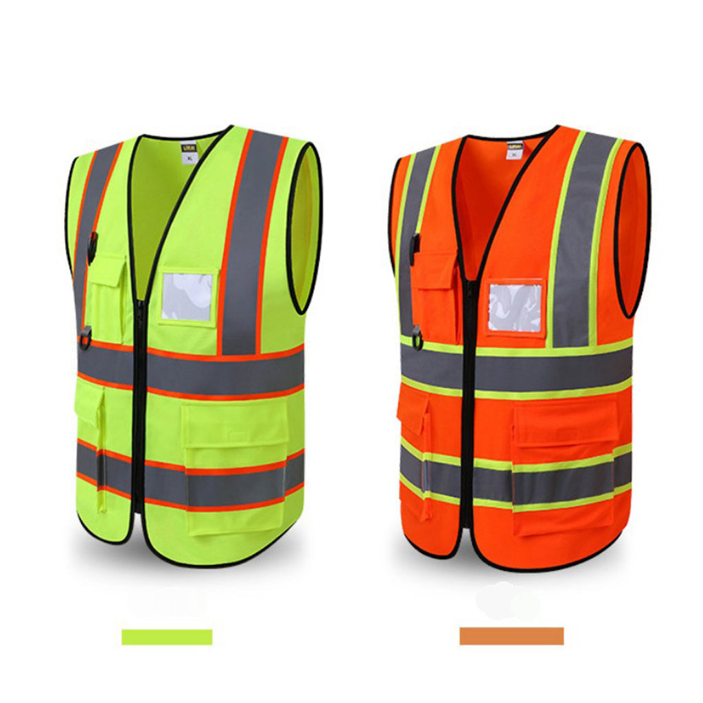 a pair of reflective vests