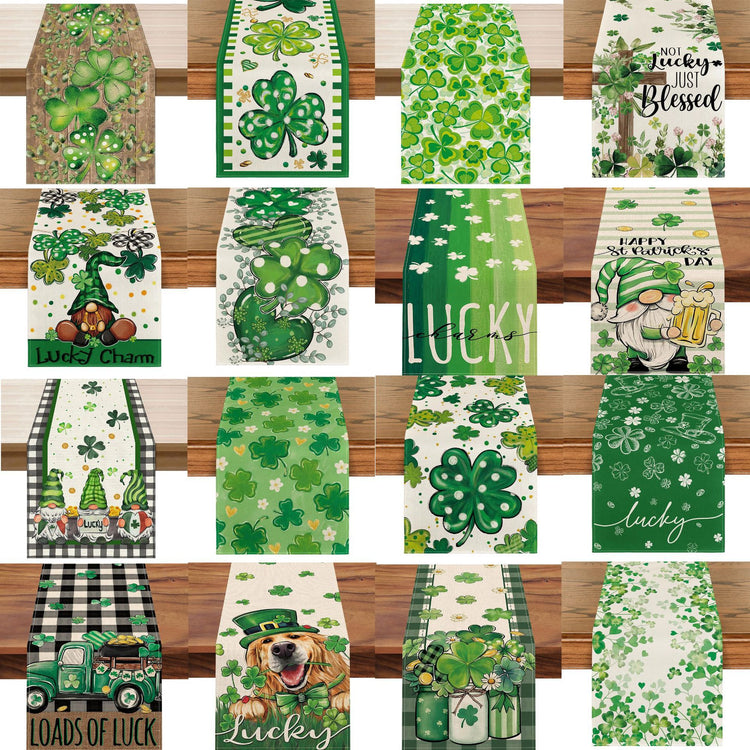 a collection of towels with images of shamrocks