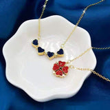 Red and Black Clover Pendant Necklace