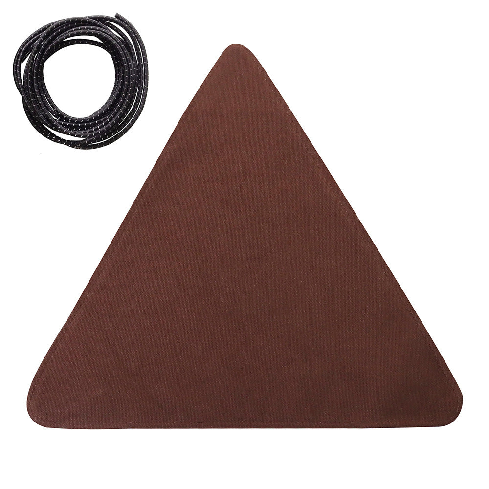a triangle shaped object with a black rope