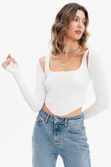 2023 New Leisure Fashion Solid Color Knitted Two -piece Tops