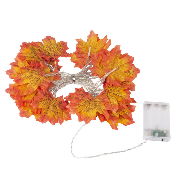 a string of orange and yellow leaves