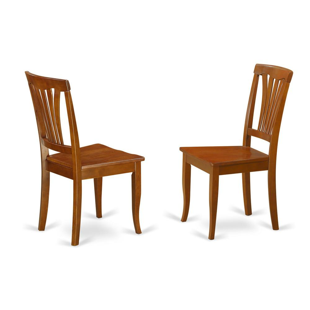 a pair of wooden chairs