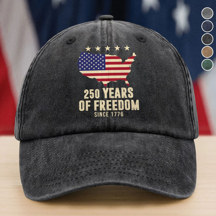 a black hat with a flag and text
