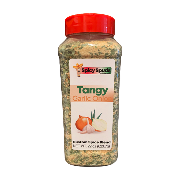 a container of spice with a red lid