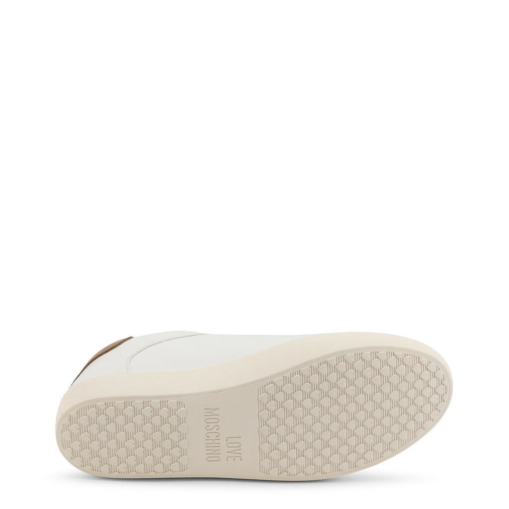 a white shoe with a brown sole