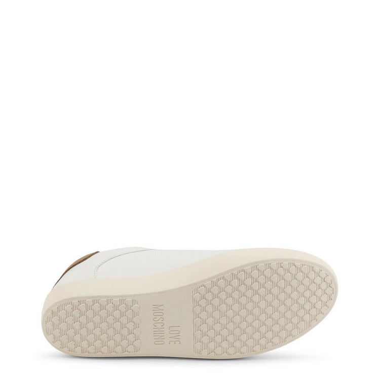 a white shoe with a brown sole