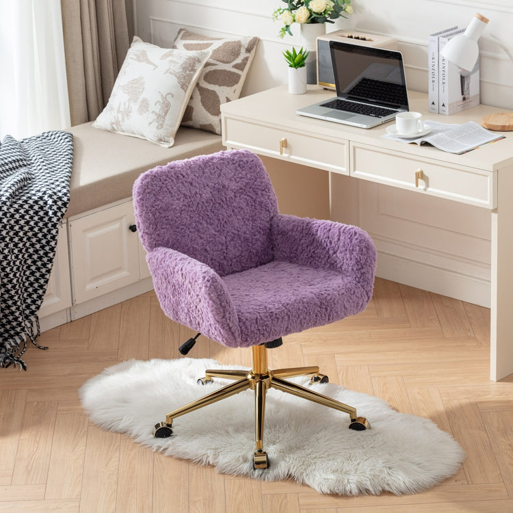 a purple chair in a room