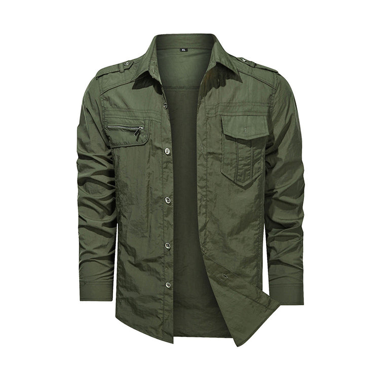 a green jacket with a white background