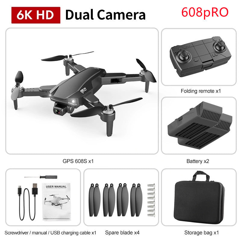 a black drone with propellers and a case