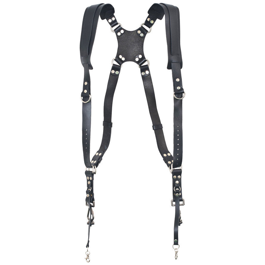 a black harness with silver studs