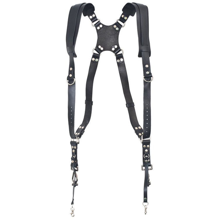 a black harness with silver studs